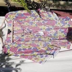 I.N. Studio Vibrant Floral Sheer Blouse 2x